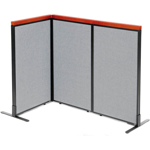 Interion By Global Industrial Interion Deluxe Freestanding 3-Panel Corner Room Divider, 24-1/4inW x 43-1/2inH Panels, Gray 695087GY - main